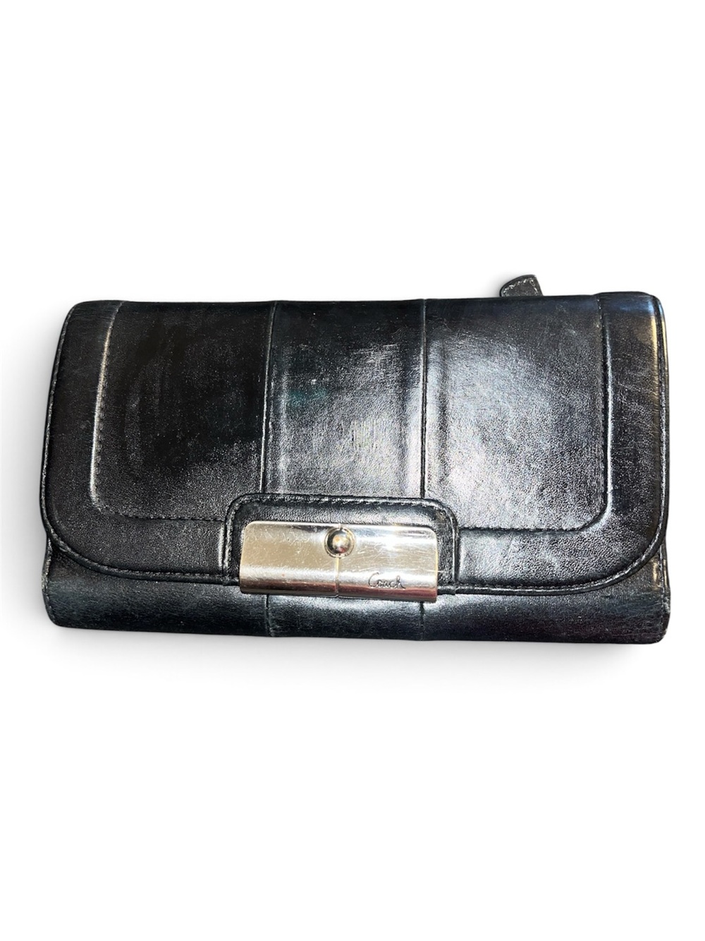 COACH KRISTIN TRIFOLD WALLET IN GRAY WITH CHECK BOOK COVER